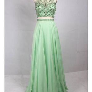Two piece High neckline with crystal work with dupata